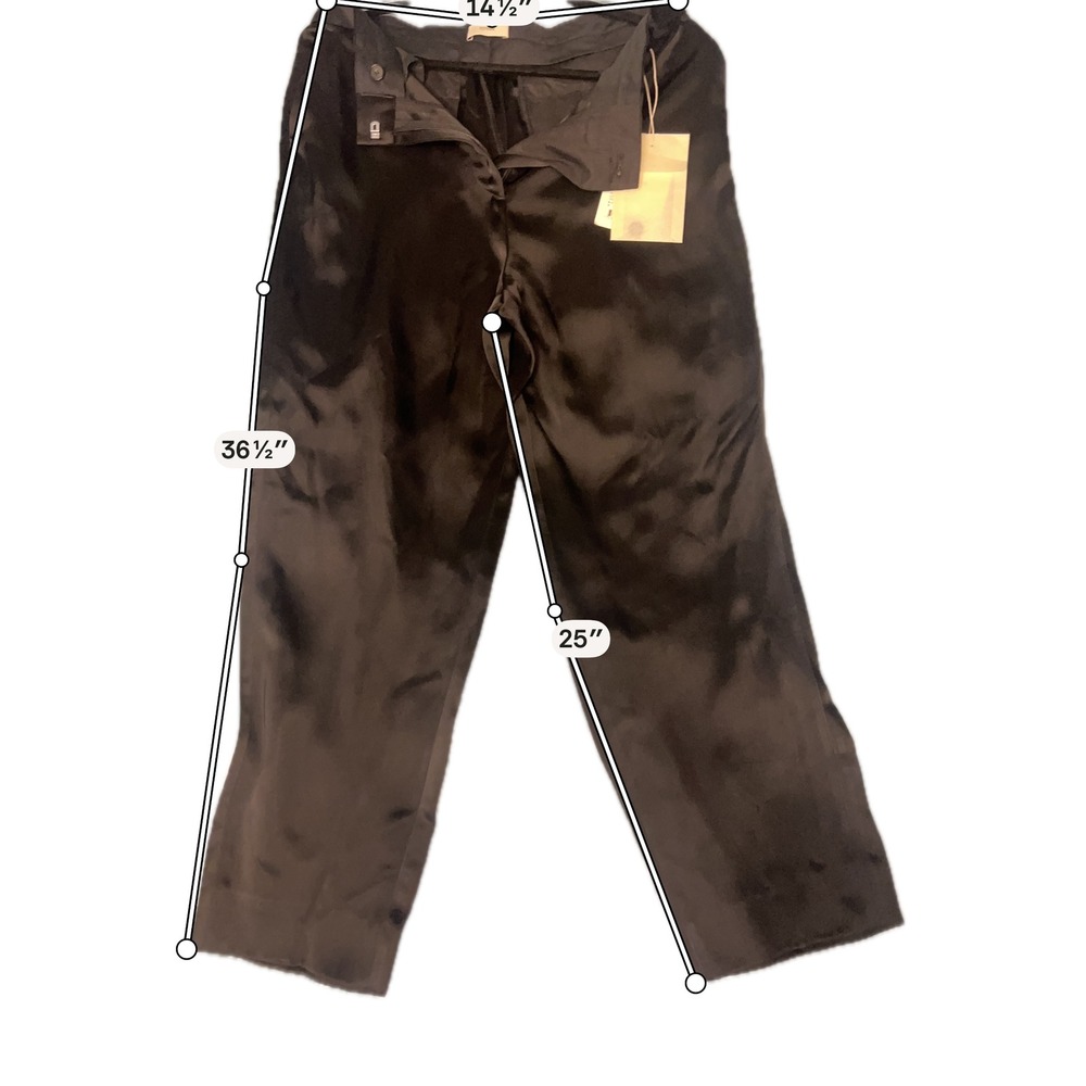 Toteme Low-Waist Satin Trousers Womens 36 Black New Straight Leg NWT - Picture 4 of 8